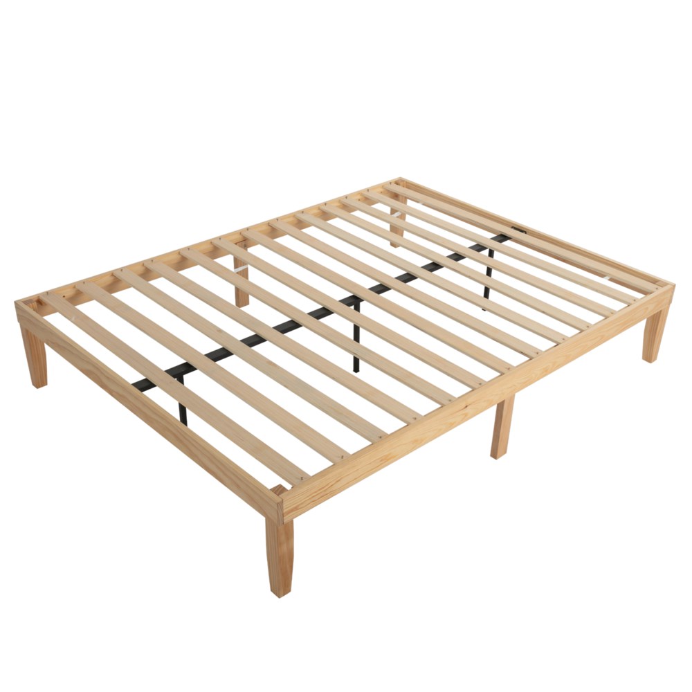 Warm Wooden Natural Bed Base Frame – Queen