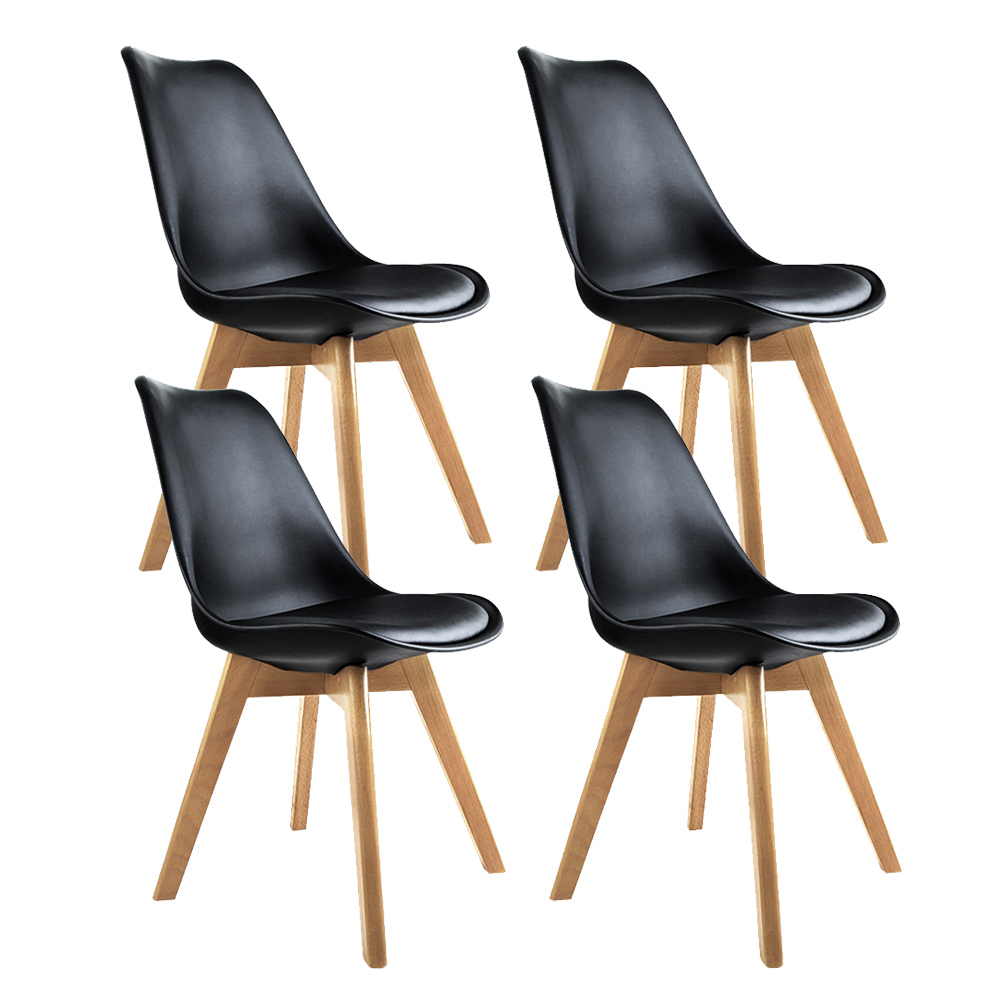 Artiss Set of 4 Padded Dining Chair - Black