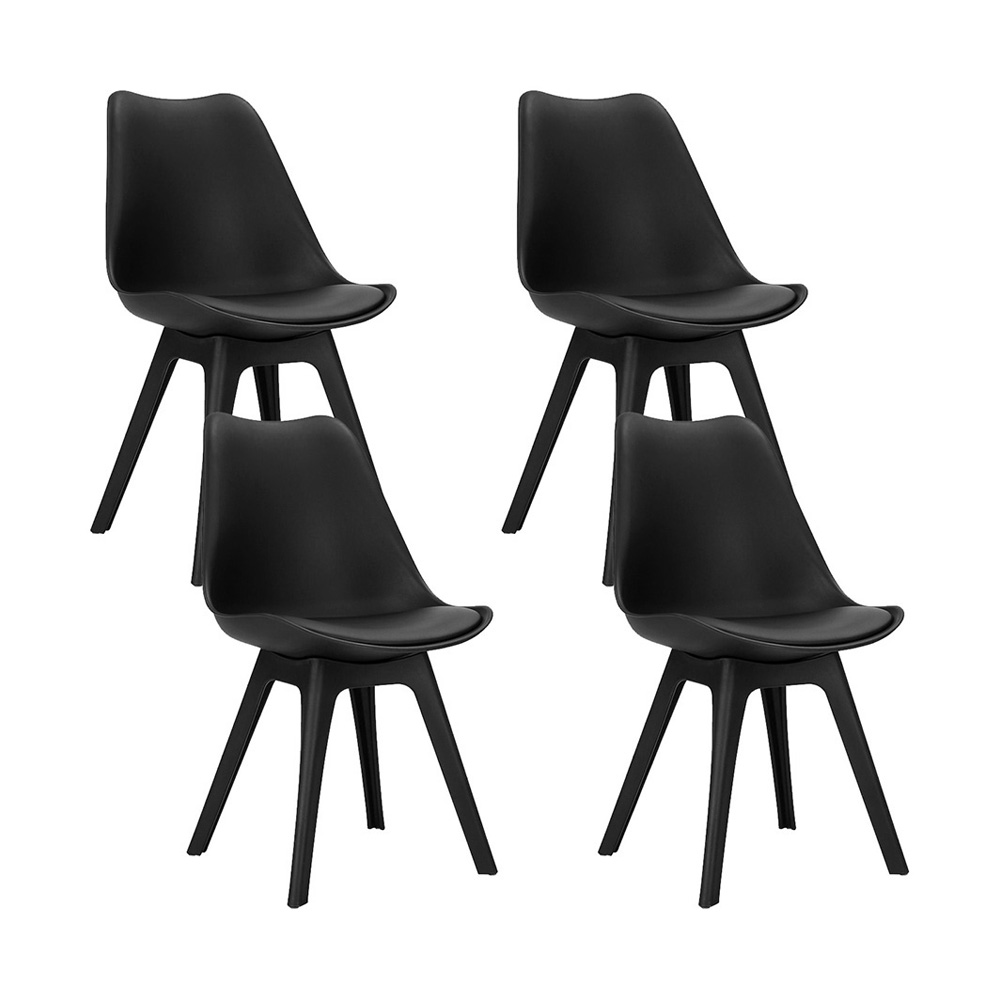 Artiss Set of 4 Retro Padded Dining Chair - Black