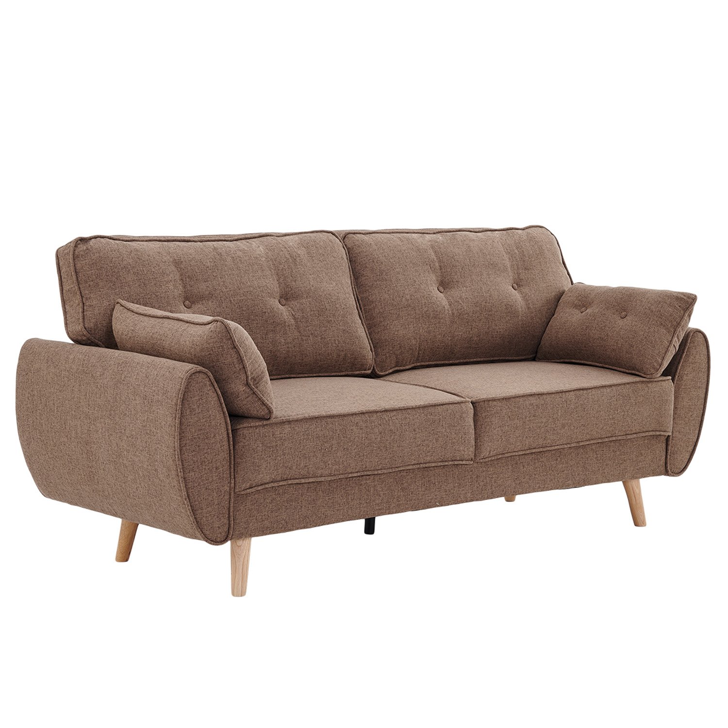 Sarantino 3 Seater Modular Linen Fabric Sofa Bed Couch Futon Suite - Brown