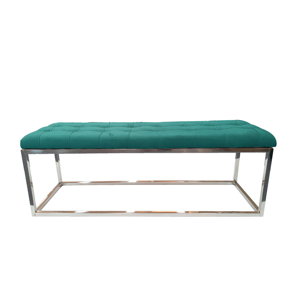 Holly Silver / Green Ottoman