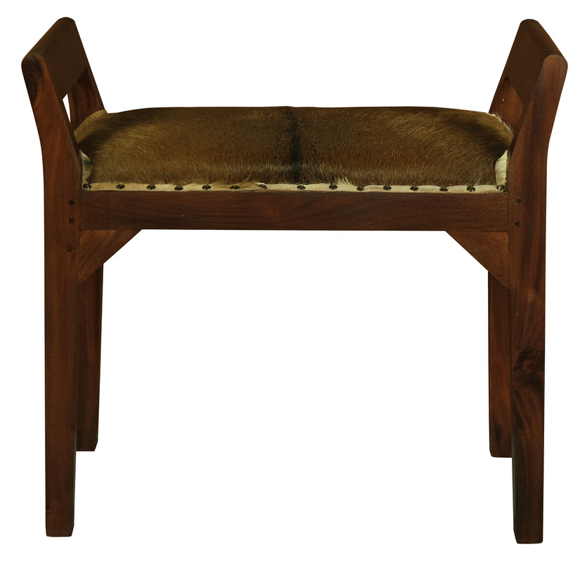 Goat Hide Single Seater Stool (Mahogany)