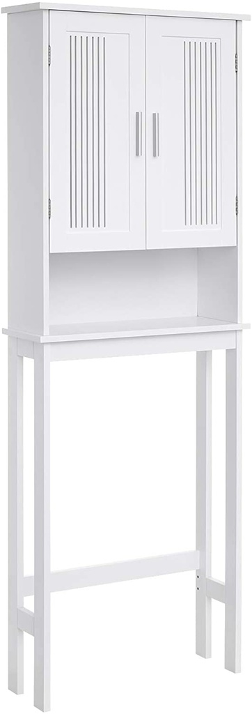 VASAGLE Toilet Shelf with Shelf and Double Doors White BBC10WT