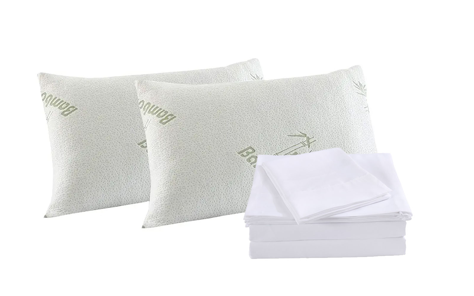 King Bamboo Blend Sheet Set and Bamboo Pillows Ultra Soft - White