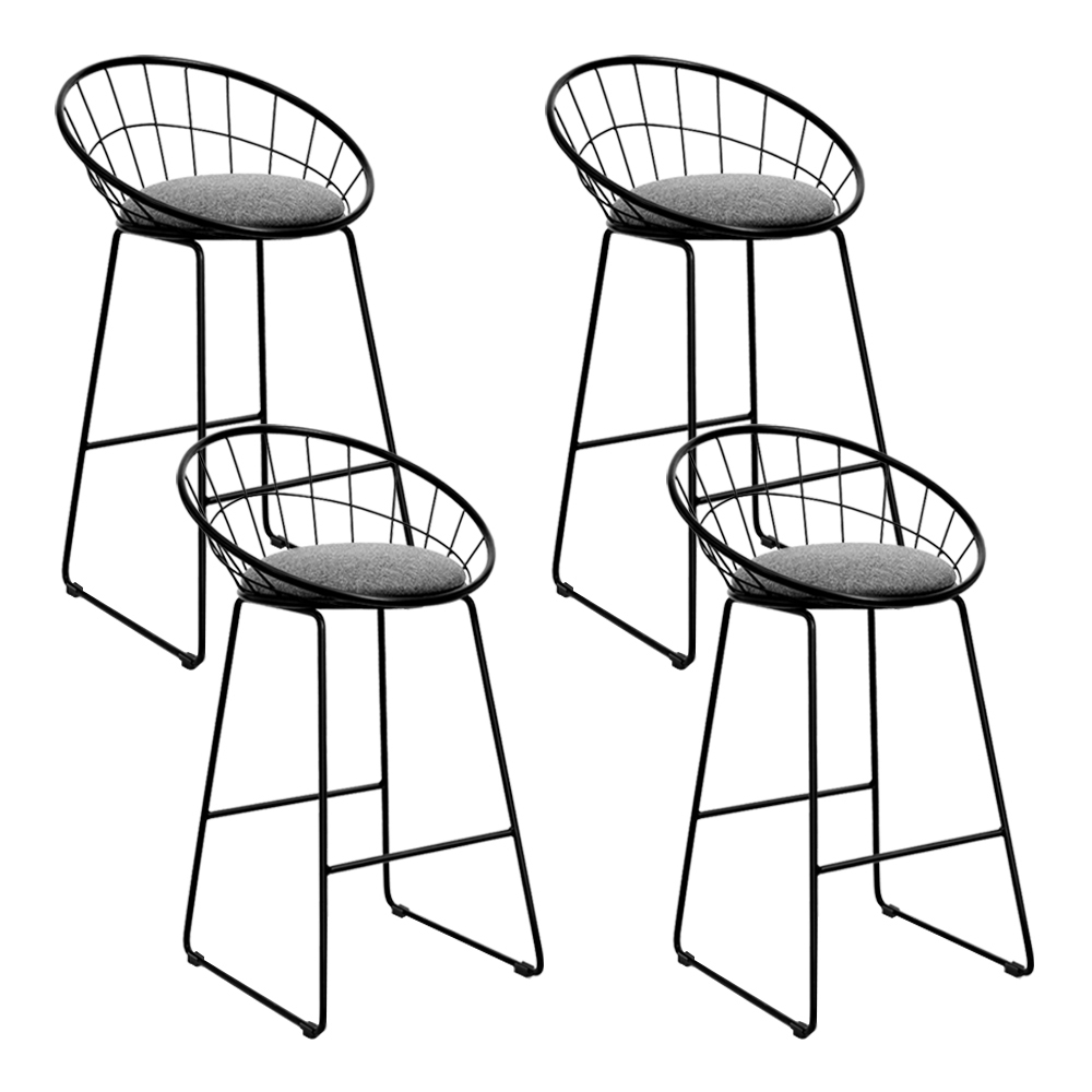 Artiss Set of 4 Bar Stools Steel Fabric - Grey and Black