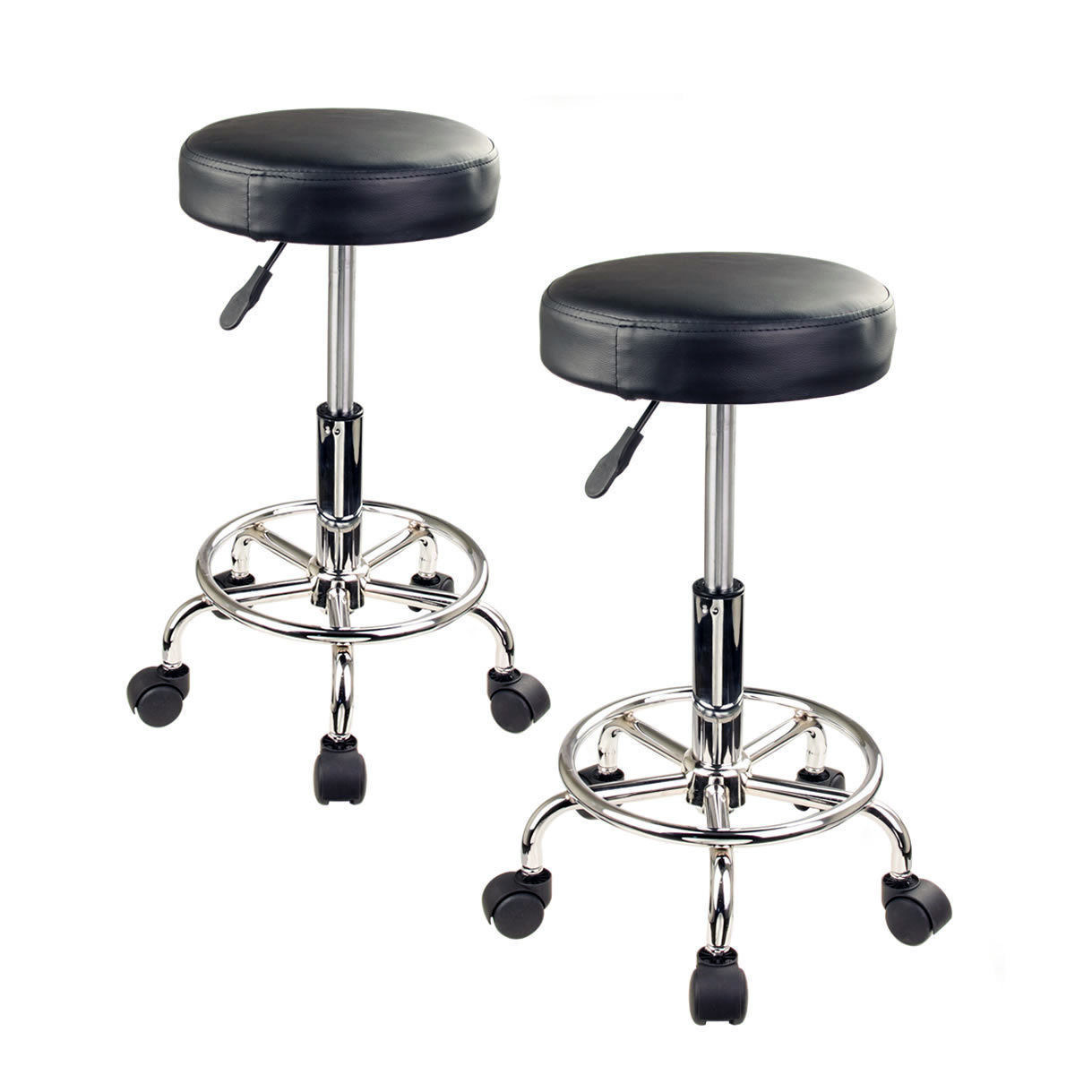 Forever Beauty 2 Set Black Salon Barber Stool Swivel Round Type