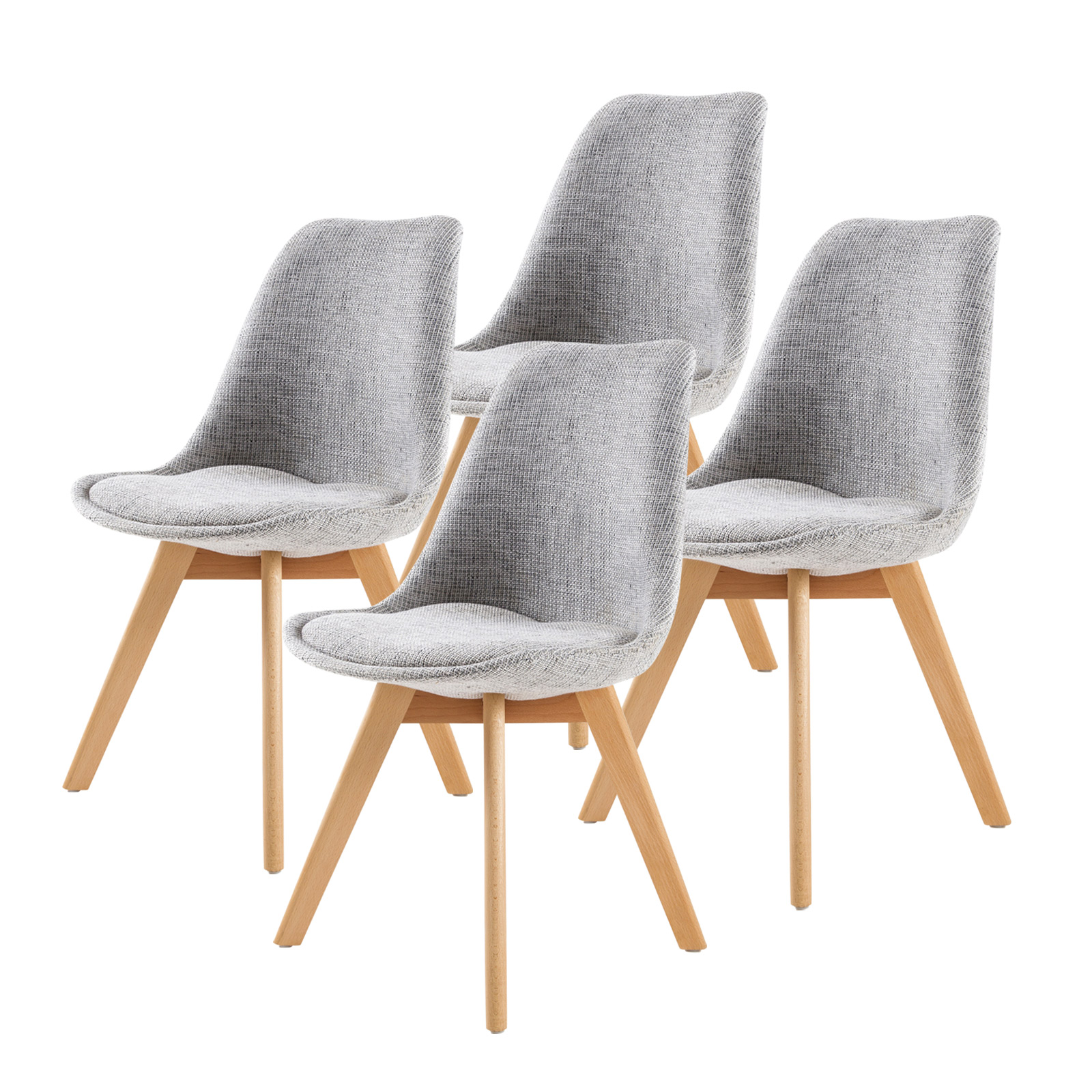 La Bella 4 Set Grey Retro Dining Cafe Chair Padded Seat