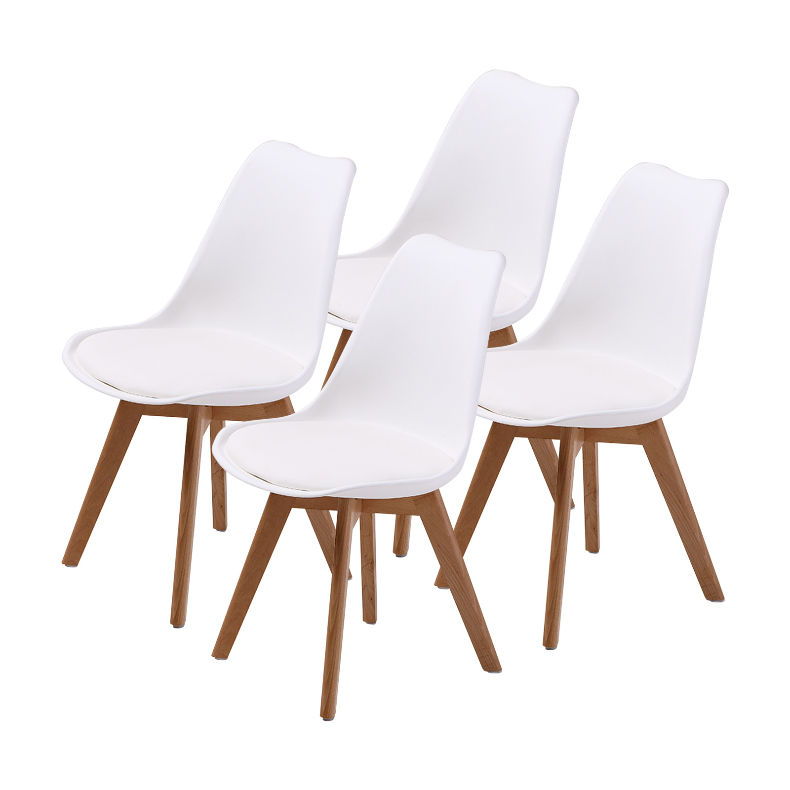 La Bella 4 Set White Retro Dining Cafe Chair Padded Seat