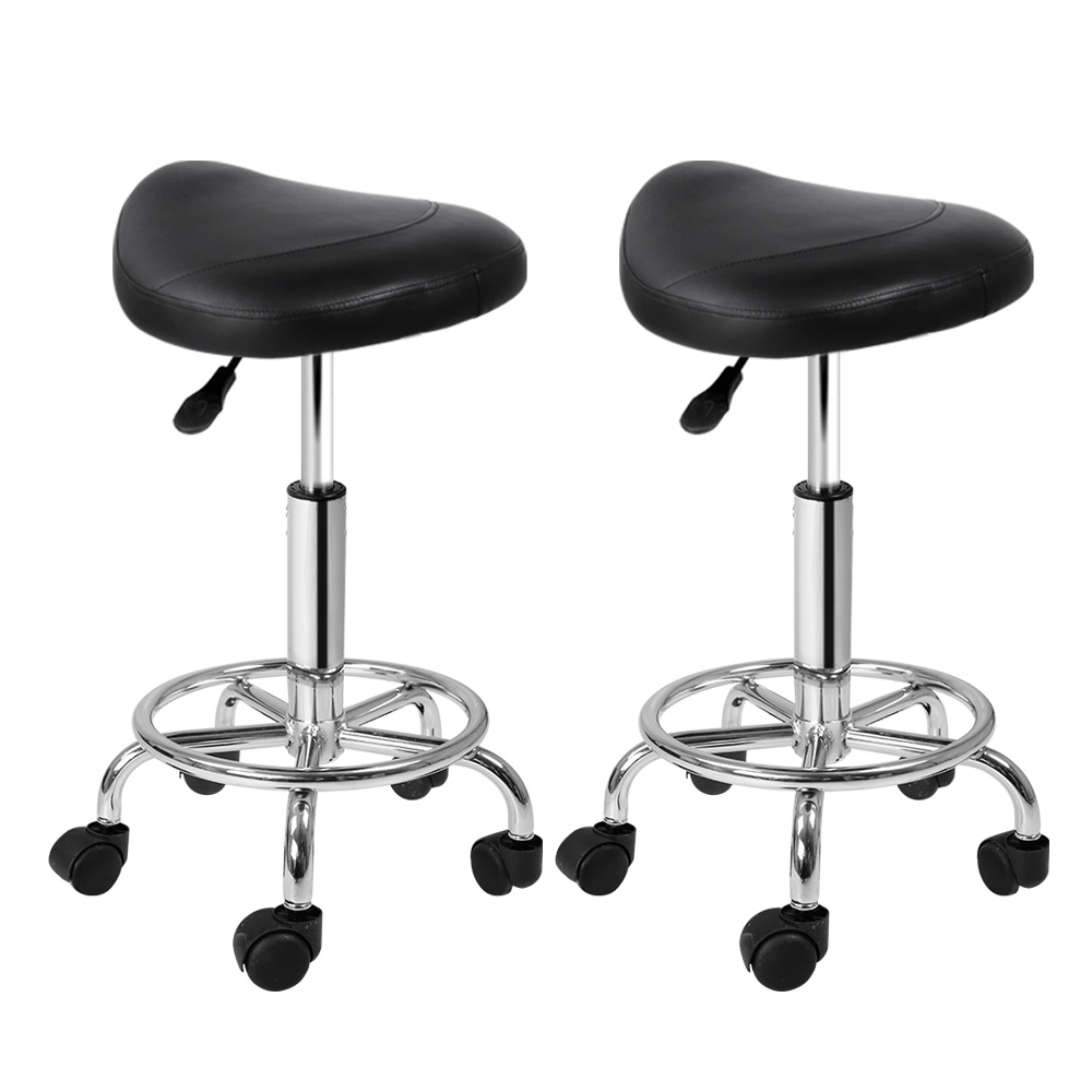 Artiss 2X Saddle Salon Stool Swivel Barber Hair Dress Chair Hydraulic Lift Black