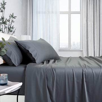 Double Bamboo Cotton Sheet Set in Charcoal