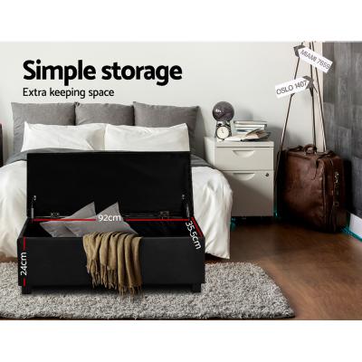 Artiss PU Leather Storage Ottoman - Black