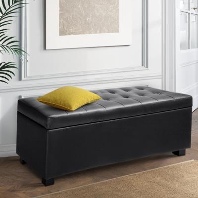 Artiss PU Leather Storage Ottoman - Black