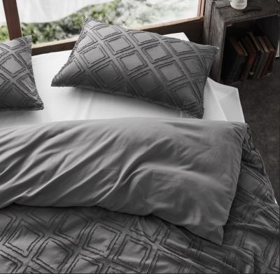 Tufted ultra soft microfiber quilt cover set-single smoke