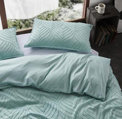 Tufted ultra soft microfiber quilt cover set-king sage green