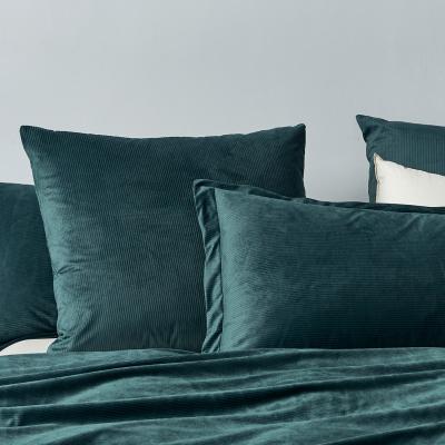 Corduroy Velvet Super King Bed Quilt Cover Set-Forest Green