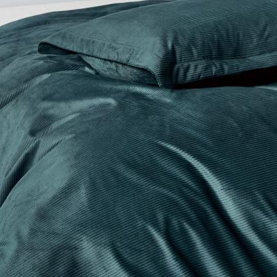 Corduroy Velvet Super King Bed Quilt Cover Set-Forest Green