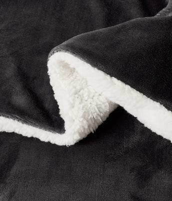 2 in 1 Teddy Sherpa  Quilt Cover Set and Blanket king size charcoal