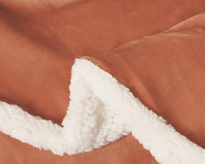 2 in 1 Teddy Sherpa  Quilt Cover Set and Blanket queen size terracotta