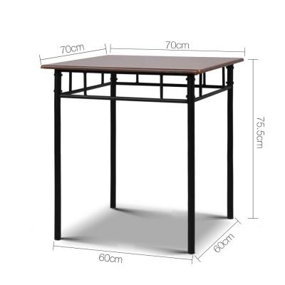 Artiss Metal Table and Chairs - Walnut & Black