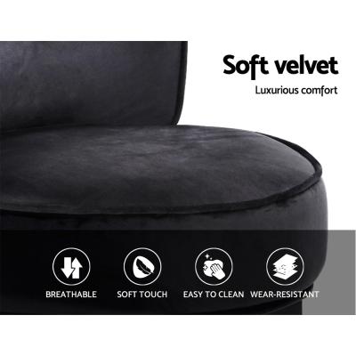 Artiss Velvet Vanity Stool Backrest Stools Dressing Table Chair Makeup Bedroom Black