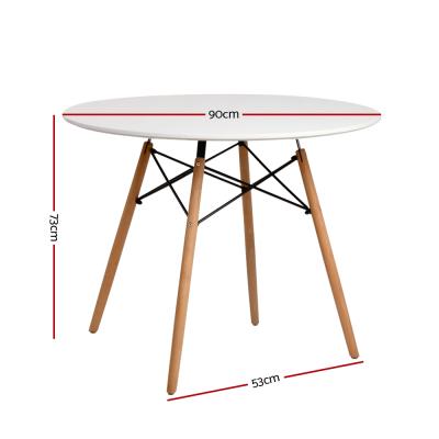 Artiss Dining Table Round 4 Seater Replica Tables Cafe Timber White 90cm