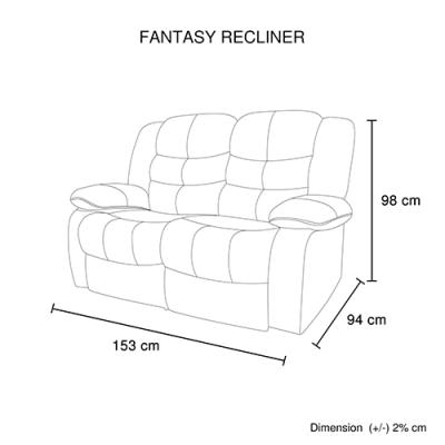 2 Seater Recliner Sofa In Faux Leather Lounge Couch in Brown