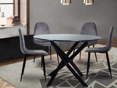 Round Marble-Effect Table – Black