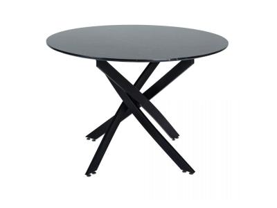 Round Marble-Effect Table – Black