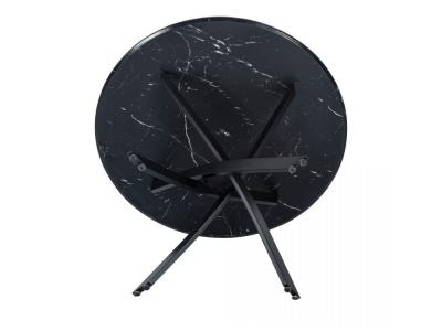 Round Marble-Effect Table – Black