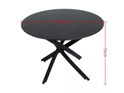 Round Marble-Effect Table – Black