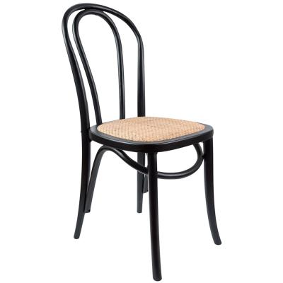 Azalea Arched Back Dining Chair 6 Set Solid Elm Timber Wood Rattan Seat - Black