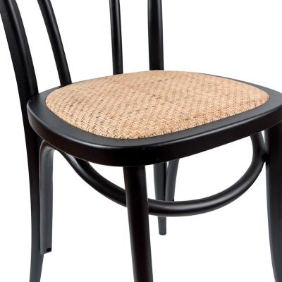 Azalea Arched Back Dining Chair 4 Set Solid Elm Timber Wood Rattan Seat - Black