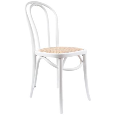 Azalea Arched Back Dining Chair 2 Set Solid Elm Timber Wood Rattan Seat - White