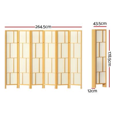 Artiss Ashton Room Divider Screen Privacy Wood Dividers Stand 6 Panel Natural