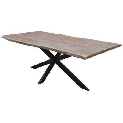 Lantana Dining Table 210cm Live Edge Solid Acacia Timber Wood Metal Leg -Natural