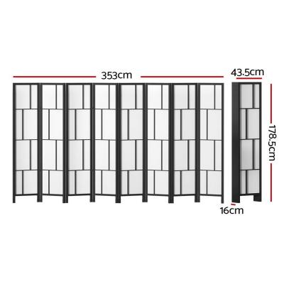 Artiss Ashton Room Divider Screen Privacy Wood Dividers Stand 8 Panel Black