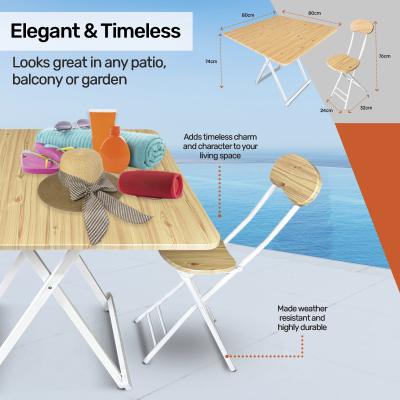 Home Master Foldable Dining Table & Chairs Indoor/Outdoor Sturdy 74 x 80cm