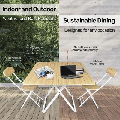 Home Master Foldable Dining Table & Chairs Indoor/Outdoor Sturdy 74 x 80cm