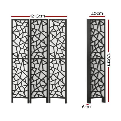 Artiss Clover Room Divider Screen Privacy Wood Dividers Stand 3 Panel Black