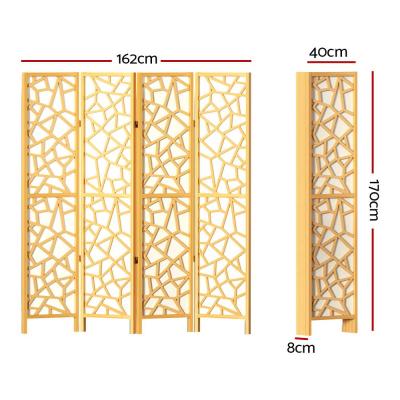 Artiss Clover Room Divider Screen Privacy Wood Dividers Stand 4 Panel Natural