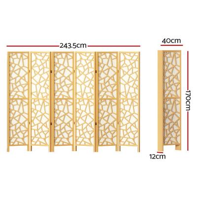 Artiss Clover Room Divider Screen Privacy Wood Dividers Stand 6 Panel Natural