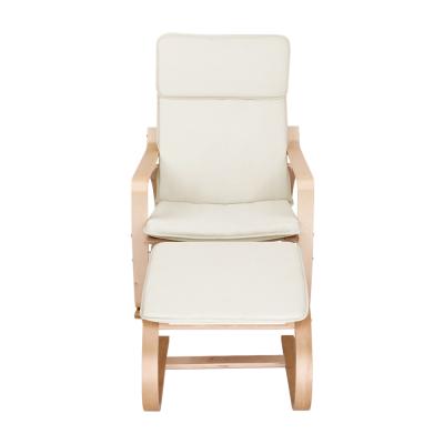 Artiss Wooden Armchair with Foot Stool - Beige