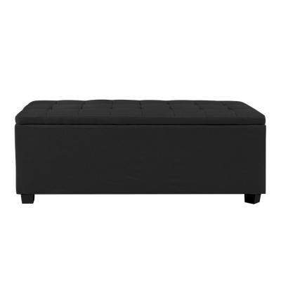 Artiss Storage Ottoman Blanket Box Black Fabric Footstool Chest Couch Seat Toy