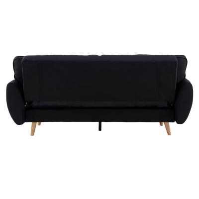 Sarantino 3 Seater Modular Linen Fabric Sofa Bed Couch Futon Suite - Black