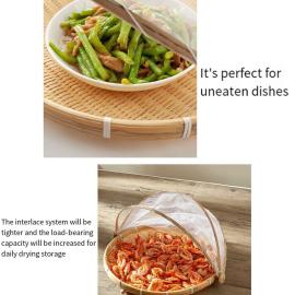 Large Bamboo Storage Basket with Mesh Cover