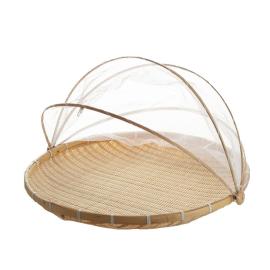 Large Bamboo Storage Basket with Mesh Cover