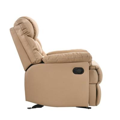 Leather Rocking Recliner Chair Armchair Swing Gliding Beige