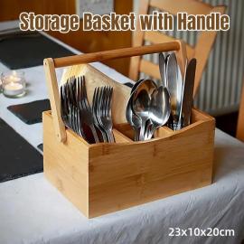 Portable Bamboo Storage Box Fruit Basket Organizer