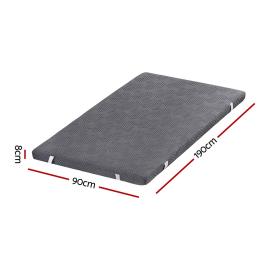 Single 8cm Memory Foam Mattress Topper with Dual Layer Foam and Bamboo Cover
