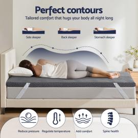 Single 8cm Memory Foam Mattress Topper with Dual Layer Foam and Bamboo Cover